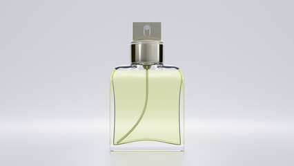 Glass perfume bottle in white background premium photo 3d render