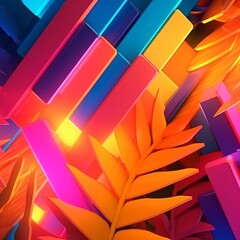 Fototapeta premium Glowing Tropical Themed 3D Abstract Background