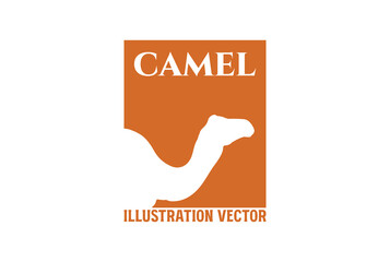 Simple Minimalist Square Walking Camel Silhouette Illustration Vector