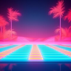 Naklejka premium Glowing Tropical Themed 3D Abstract Background