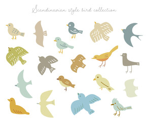 北欧風デザインの鳥イラストコレクションScandinavian design bird illustration collection - obrazy, fototapety, plakaty
