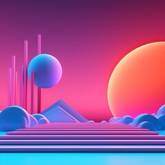 Glowing Tropical Themed 3D Abstract Background