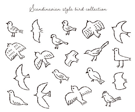 北欧風デザインの鳥イラストコレクションScandinavian design bird illustration collection
