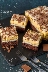 Bounty chocolate cake with coconut shavings