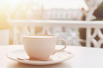 Fototapeta premium Cup of coffee on cafe table