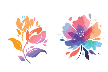 Fototapeta na wymiar Watercolor minimalist flower for logo design, luxury minimalist flower