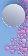 pastel background with volumetric multi-colored hemispheres and a place for an inscription. Smartphone wallpaper. 3d render.