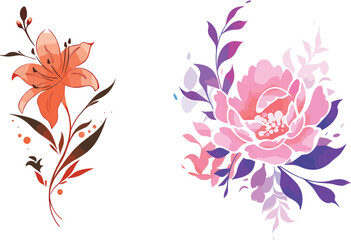 Watercolor minimalist flower for logo design, luxury minimalist flower