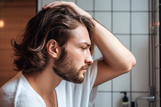 Man applying shampoo on his hair