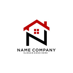 N logo design is intended for construction, building, real estate, home, and property. An awesome trendy and minimal N home logo design template with White and Black colors.