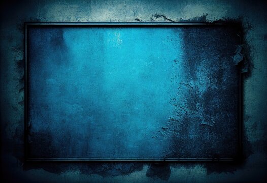 Blue Grunge Background decorative frame texture. High quality photo