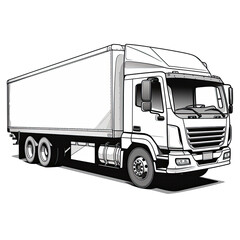 Track car. Black and white Clipart illustration