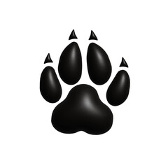 Wolf paw silhouette on white background