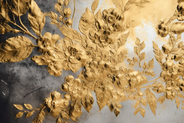 Golden background, gold leafing, created with Generative AI technology