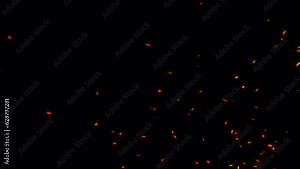 Poster abstract seamless loop glow fire particles animation ash sparks rising up with transparent alpha cha