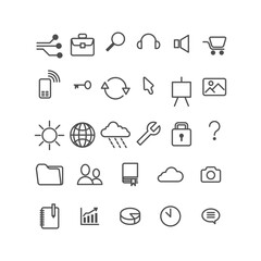 Set or flat simple icons mobile applications, UI and web. Vector line icons for mobile interface, infographics, cloud database, isolated illustration.