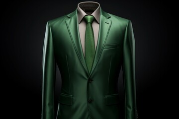 Elegant men green suit model. Generate Ai