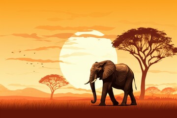 Fototapeta na wymiar Elephant african savanna. Generate Ai