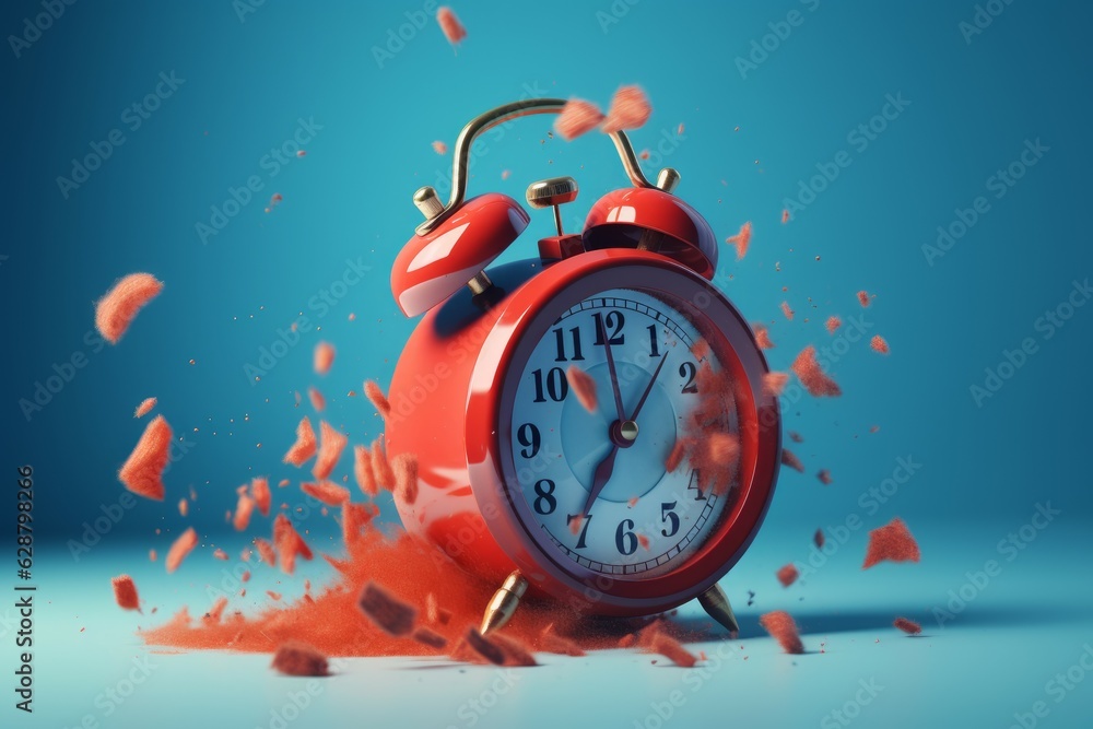 Poster red alarm clock. generate ai