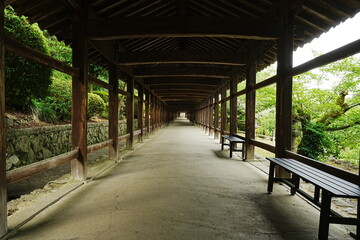 Corridor of Kibitu-jinja or Shrine in Okayama, Japan - 日本 岡山 吉備津神社 廻廊