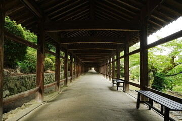 Corridor of Kibitu-jinja or Shrine in Okayama, Japan - 日本 岡山 吉備津神社 廻廊