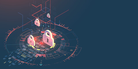 Isometric digital abstract technology background.