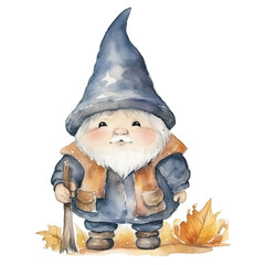 Watercolor Cute Gnome boy and girl, Halloween Theme, Ai Generated