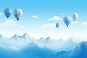 Sky fantasy mountains balloons. Generate Ai