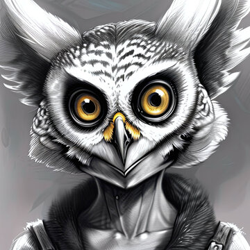 Anthropomorphic Owl. Digital illustration.