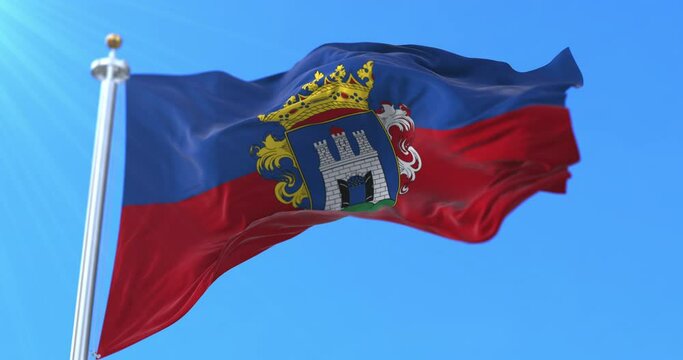 Flag of Szekesfehervar city, Hungary. Loop