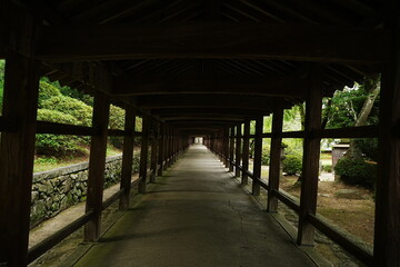 Corridor of Kibitu-jinja or Shrine in Okayama, Japan - 日本 岡山 吉備津神社 廻廊