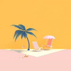Obraz premium Minimalist Abstract Summer Theme Landscape Background