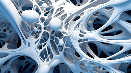 Futuristic abstract 3d smooth glossy shapes, in white and blue colors