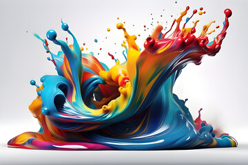 colorful-liquid-paint-ink-curved-motion-flow-on-isolated-white-background-vivid-color-fluid-dynamic. Generative AI