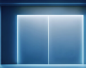 Background with blue  wall and floor.  AI
