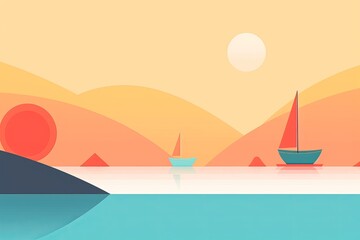 Minimalist Abstract Summer Theme Landscape Background