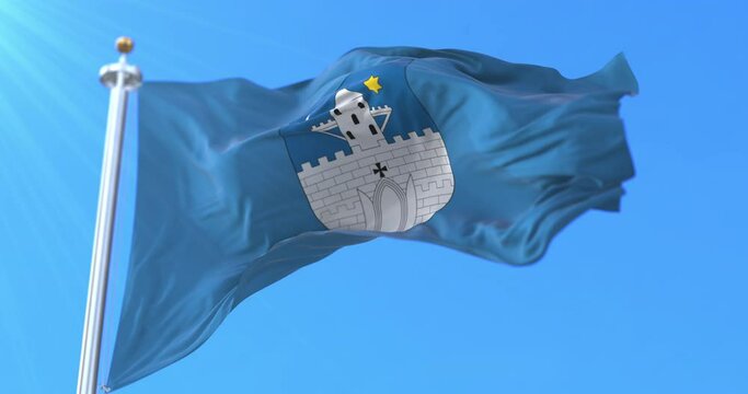 Flag of Szombathely city, Hungary. Loop