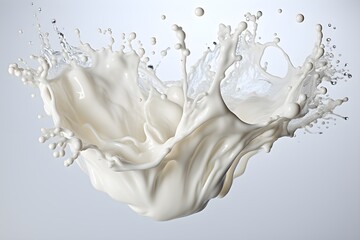 3d  illustration  of milk or white cream splash isolated on white background created  with Generative AI technology