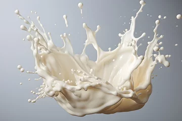 Keuken spatwand met foto 3d  illustration  of milk or white cream splash isolated on white background created  with Generative AI technology © Oksana
