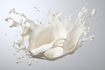 3d  illustration  of milk or white cream splash isolated on white background created  with Generative AI technology