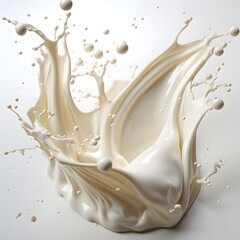 3d  illustration  of milk or white cream splash isolated on white background created  with Generative AI technology