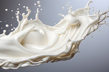 3d  illustration  of milk or white cream splash isolated on white background created  with Generative AI technology