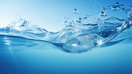 Fresh clear blue water, close up splash