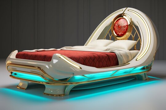Futuristic looking bed. Generate Ai