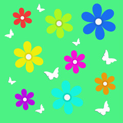 floral wallpaper decoration color green butterfly art