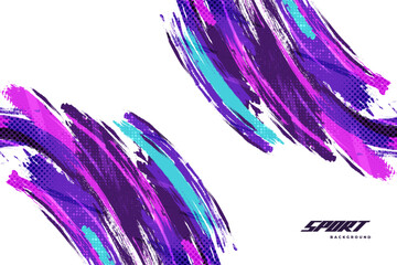 Abstract and Colorful Brush Background with Halftone Effect. Brush Stroke Illustration for Banner, Poster, or Sports Background. Scratch and Texture Elements For Design