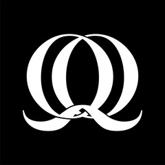 Initial letter Q or QQ logo template with luxury sacred vintage illustration in flat design monogram symbol