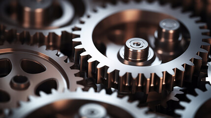 Close-up of stainless steel gears 