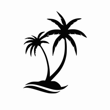 black palm tree vector isolated on white background