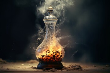 Flask white smoke bottle gas. Generate Ai